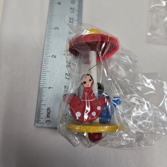 Vintage Ornament Lot Taiwan Painted Wood 19 Sealed In Plastic 20th Century Decor - Picture 8 of 11